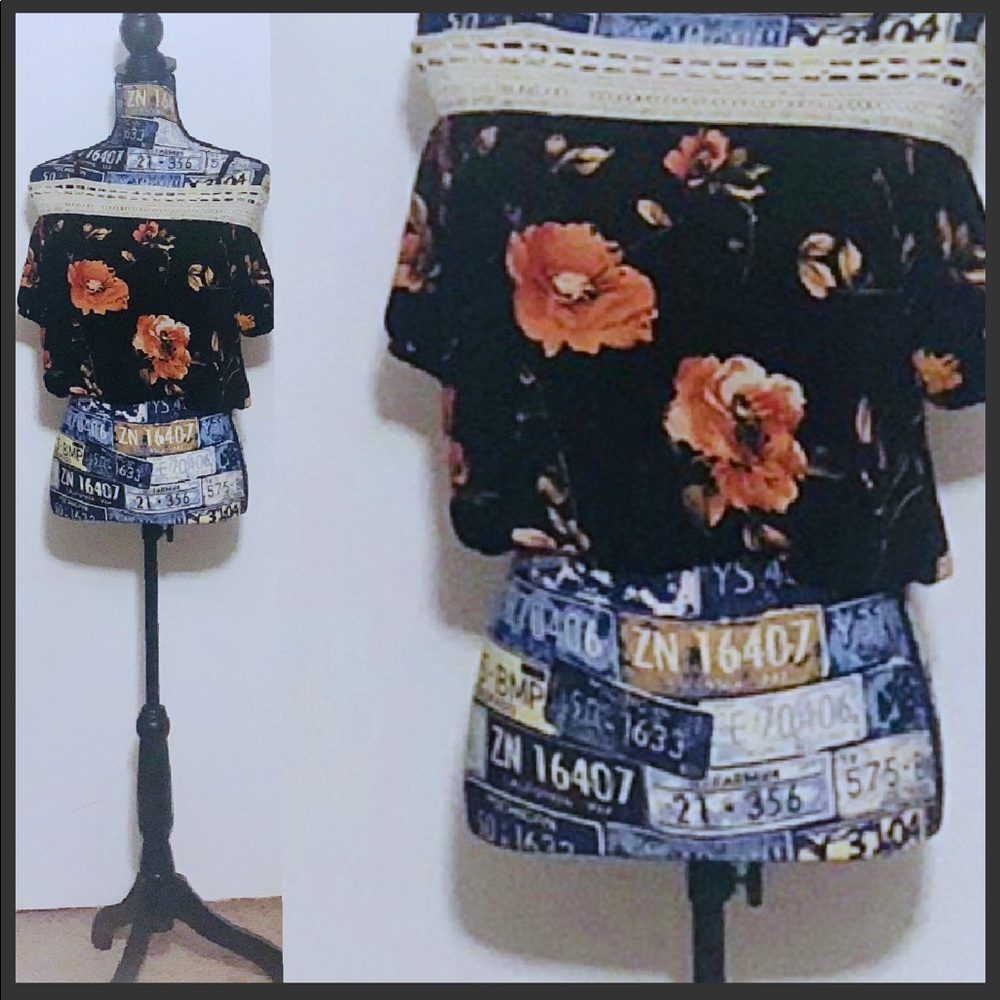 Boho Off the Shoulder Crop Top Floral